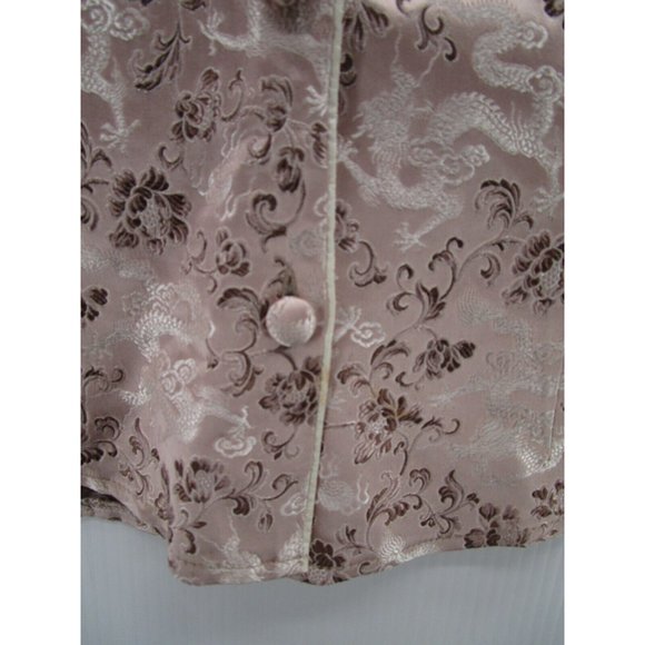 VINTAGE Gigi Clark Satin Embroidered Button Down Vest 90s Blouse - Picture 3 of 12